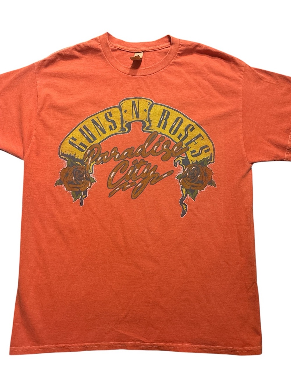 Guns N Roses Paradise City Graphic T-Shirt Coral Orange Men's Size Large